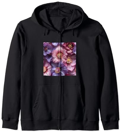 Motif floral hellébore Sweat à Capuche