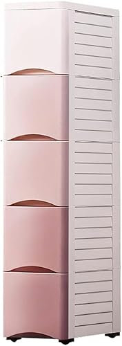 CONGRUI Aufbewahrungskörbe, 20 cm, Küchenspalte, Schublade, Aufbewahrungsschrank, Kühlschrank, Badezimmerschrank, Aufbewahrungsschrank (Rosa, 7 Ebenen)