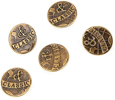 20MM Retro Denim Jeans Buttons, Bronze Button Screw Rivets for Jeans (20MM Bronze (No. 6))