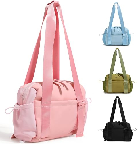 Tokeya Mini Sac de Sport Femme Fille, Petit Sac de Gym avec Imperméable Poche Humide, Léger Sacs de Voyage Pliable Sac a Main Femme Etanche Sac à Bandoulière pour Fitness Shopping Loisirs, Rose