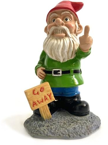 Go Away Gnome with Middle Finger, Gnome Flipping The Middle Finger, Garden Gnomes Decoration, Funny Gnomes Inappropriate, Christmas Lawn Ornaments, Outdoor Statues Decorations (Go Away, S)