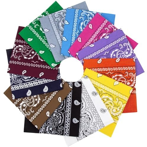 Chalier Cmfort Bandana Multifunktionstuch Bandana Paisley Armschal Kopftuch Design in Trendfarben,12 Pack,für Damen und Herren