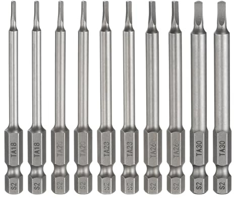 sourcing map 10pcs Magnetico Triangolo Cacciavite Bit TA18-TA30 1/4 Hex Shank 3 (75mm) Lungo Magnetico S2 Acciaio Industriale Grado Cacciavite Bit Triangolare Testa Trapano Elettrico Punte