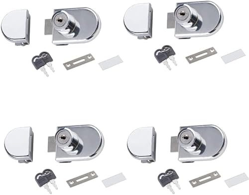 Drehknopfriegel, Nockenschlösser, 4er-Pack Doppelglasschrankschloss, ohne Bohren, Doppeltür-Einzelglasschrankschloss for Öffnen for Glasdicke: 5–8 mm