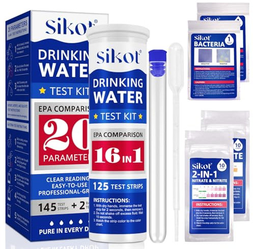 20 in1 Drinking Water Testing Kit 145 Strips,Complete Water Testing Kits for Drinking Water,at Home Tap and Well Water Test Kit for Hardness, Lead, Iron, Copper, Chlorine, Fluoride