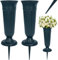VGECEE 2 PZ Vasi per Cimitero, Vaso Cimiteriale con Base e Picchetto, Portafiori Tomba Rimovibili in Plastica per Tombe/Lapidi, Decorazione per Lapidi, Resistente a Gelo e Intemperie(Verde Scuro)