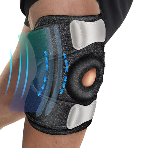 Winyoher Kniebandage Männer Damen Bandage Knie Stabilisierung bei Arthrose, Meniskus, ACL mit Kettverschluss, Stabilisatoren,Gel Pads, Kniestütze Verstellbare & Atmungsaktiv Knee Support für Sport