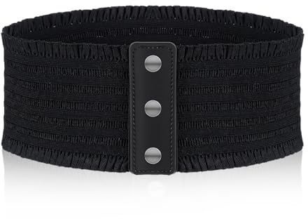 JIEYAO Breite Elastische Taille Gürtel für Frauen,Taillengürtel Damen Breit mit Druckknopf Korsett für Kleider(Schwarz)
