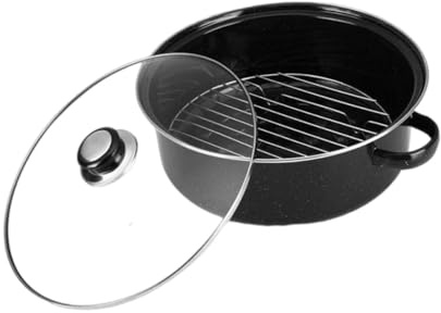 Toyvian Casserole Fonte avec Conduit de Fumée pour Rôtir Patates et Ailes de Poulet Poêle Polyvalente Résistante pour Cuisson Maison Au Four Barbecue et Feu Ouvert