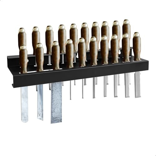 momgyaamz Organizador Herramientas Pared, Organizador de Herramientas Soporte de Metal para Gubias para Tallar Madera, Estanterias Pared para Destornilladores y Alicates, 40cm Negro
