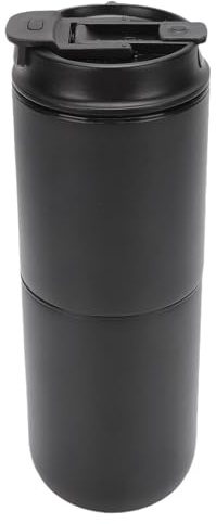 VELATEMOR Cafetière Portable, Cafetière électrique avec Moulin 350 Ml sans Fil Rechargeable à Piles, Tasse à café Semi-automatique pour le Camping et le Bureau (BLACK)