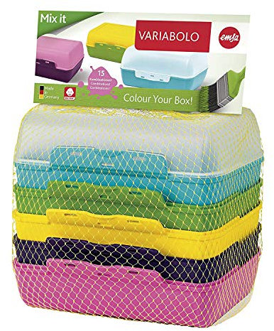 Emsa Set Di Scatole 509388 Con Sei Mezze Ciotole, Adatte Per Bambini, Multicolore, 15 x 3.5 x 10 cm