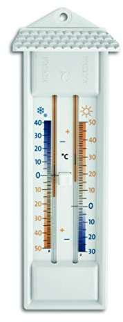 TFA Dostmann Analoges Maxima-Minima-Thermometer, geeignet für innen und außen, wetterfest, L 80 x B 32 x H 232 mm, Weiß