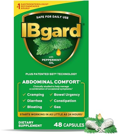 IBgard Gut Health Supplement, Peppermint Oil Capsules for Abdominal Comfort, 48 Capsules