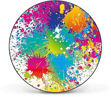 banjado Magnettafel Ø 47cm Schwarz - Magnetwand aus Metall - Magnetpinnwand als Memoboard - Pinnwand Magnettafel Küche, Büro, Kinderzimmer inkl. 4 Magnete & Montageset - Farbspritzer