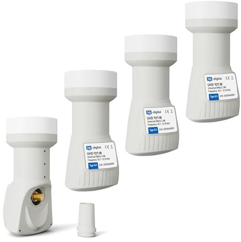HB-DIGITAL 4 X Single LNB LNC 1 partecipante diretto (quattro pezzi) Full HD TV 3D 4K Bianco Bianco Bianco ■ Contatti placcati oro ■ Protezione dalle intemperie