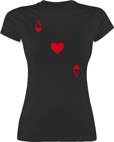 Shirtracer - Shirt Damen - Karneval & Fasching - Spielkarte Herz Ass Kartenspiel I Ace of Hearts I Poker Playing Cards