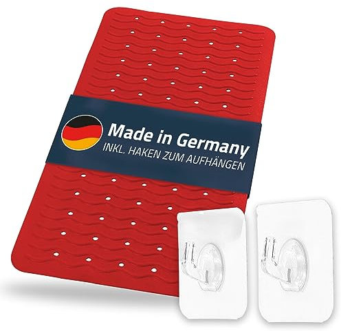 RIDDER Playa 683030, tappetino per vasca da bagno, 38 x 80 cm, colore blu neon, 100% gomma sintetica., Rosso, 38x80 cm