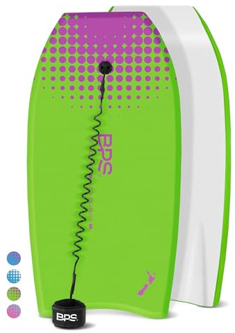 BPS 83,8 cm großes Bodyboard für Kinder oder Erwachsene – Boogie-Board mit glatter HDPE-Unterseite verbessert Geschwindigkeit und Manövrierfähigkeit des Boards – leichtes Bodyboard mit Spiralleine