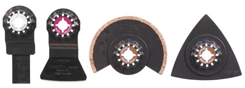 Makita B-67496 Starlock Fliesen-Set 4-tlg. für Mörtel, Porenbeton, Silikonfugen, Teppichreste, Alu, Gipskarton, Epoxid, Holz, Holz mit Nagelrückständen, TMA058, TMA065, TMA069, TMA073