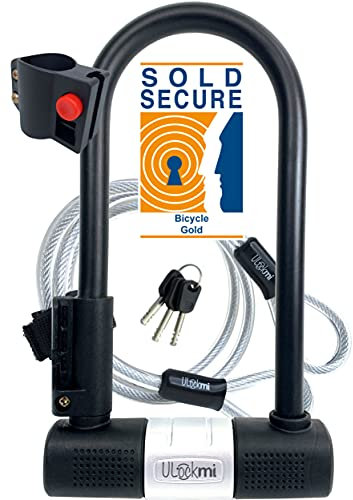 TWOFOLD Bike U Lock with Cable | Sold Secure Gold | Bicycle Lock 14mm D Shackle | 3 Keys Mounting Bracket | Ulock for Bikes Scooter Electric Folding Mountain Fixie Bike