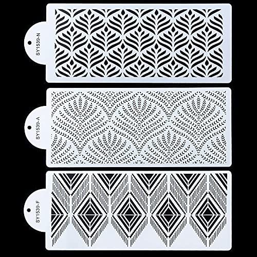RAYNAG 3 Pcs Cake Decorating Stencils Mold Plastic Templates Spray Floral Cake Molds Cookie Fondant Dessert Decorating Molds Side Baking Mesh Stencil