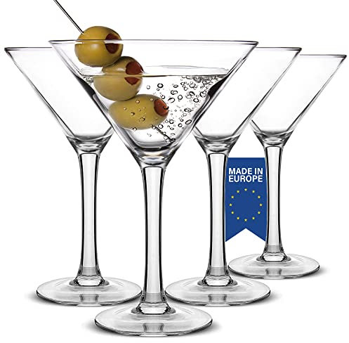 CRYSTALIA Copas de Martini, 175ml, 100% SIN PLOMO, Juego de 4 Martini Clásico, Copas de Cóctel Perfectas, Copas de Fiesta de Estilo Clásico, Copas de Martini, Martini Glasses