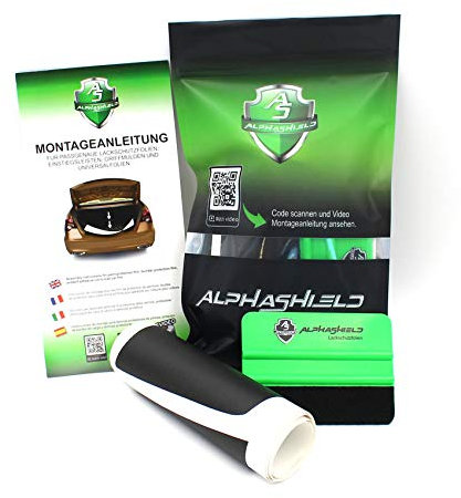 AlphaShield Lámina Protectora de Pintura para umbral de Coche, Incluye raspador y Fieltro, Ajuste, Resistente a Intemperie, contra arañazos E049 (440 µm 3M Gravel Resistant F-506)