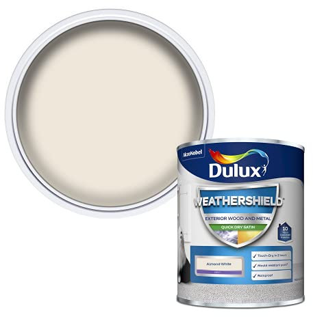 Dulux Weathershield Quick Dry Satin Paint - Almond White - 750ML, 5362494