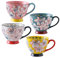 superyes Lindas tazas de café, juego de 4 tazas de café para té, leche, capuchino, cereales, sopa de chocolate caliente, regalo para amigos, familia (blanco, rosa, amarillo, 12 onzas x 4 piezas)