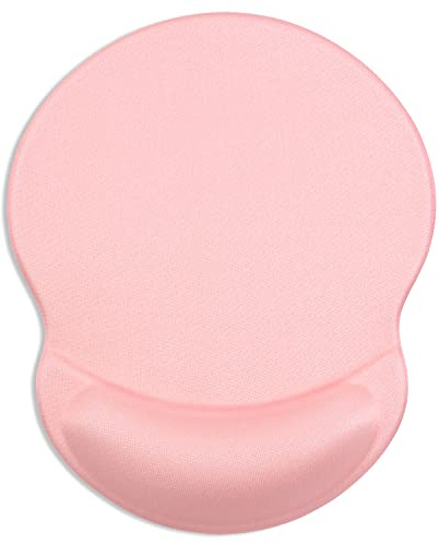ITNRSIIET Tapis de souris ergonomique avec repose-poignet en gel, surface lisse, base antidérapante en PU, confortable, soulage la douleur, 22,1 x 18,3 cm, rose
