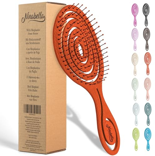 Ninabella Haarbürste ohne Ziepen - Bürste für Damen und Herren - Detangler Bürste auch für Locken & Lange Haare - Entwirrbürste Haarbürsten - Rot