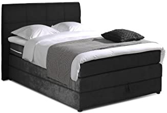 Mivano Boxspringbett Hotspot/Modernes Bett mit Durchgehender H3-Matratze, Bettkasten und Topper/Liegefläche 120 x 200 / Liegehöhe 63,5 cm/Mikrofaser, Schwarz