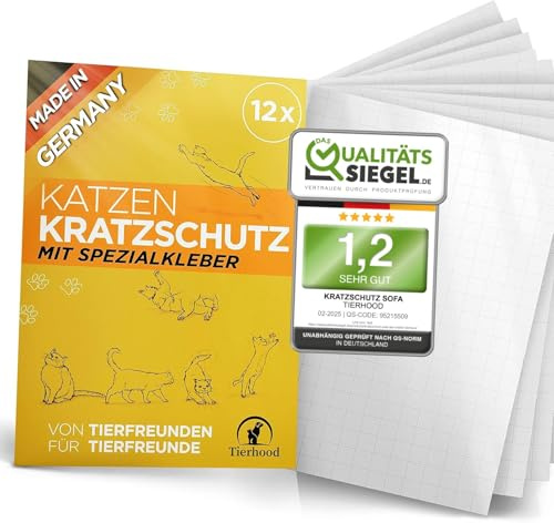 Tierhood Kratzschutz Katze - Kratzschutz Sofa Katze - Selbstklebende Anti Kratz Folie für Katzen - Kratzfolie selbstklebend - Katzen Kratzen abgewöhnen leicht gemacht - Made in Germany