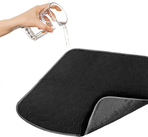 GRUENERDE Waschbare Hochabsorbierende Inkontinenz Stuhlauflage Wasserdichte Sitzauflage Inkontinenzunterlage für Rollstuhl Autositz Sofa 54X56cm 2Pcs Schwarz