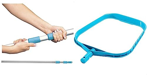 IntexIntex 29054 Asta Telescopica in Alluminio, 239 cm, I.24 & Skimmer Economy Retina Raccogli Foglie, Blu, 29.5L X 2.5L X 31.5H CmIntex