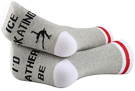 G2TUP 2 Pairs I'd Rather Be Ice Skating Socks - Figure Skating Gift for Skate Lovers and Skating Teams