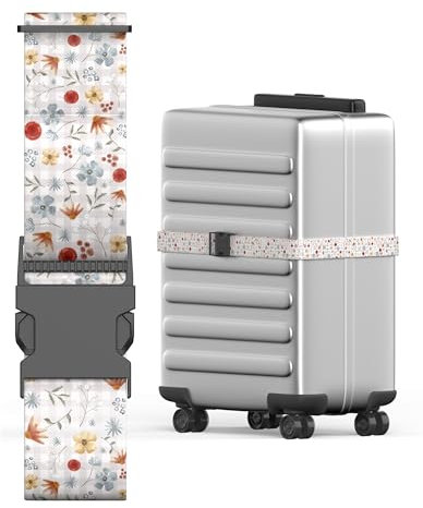 SANLOU - Premium Koffergurt - Verstellbar, Auffällige Designs, Extra Stabile Schnalle - Kofferband Gurt Auffällig - Gurtband - Kofferbänder - Kofferband Auffällig - Luggage Belt (Vichy Blumen)