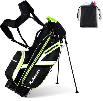 XDriveMax Sac de Golf trepied,Sac de Golf Leger avec Support pour Homme et Femme, Sac trépied Golf Premium avec Housse de Pluie, Poche Isotherme et Kit d'Accessoires de Golf