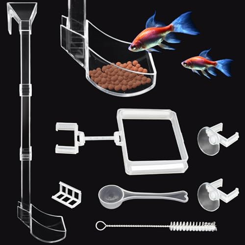 Aquarium-Futterrohr Set für Garnelenfutter Aquarium Futterrohr Kit Garnelen Futterschale Set Rohr und Futter-Schale für Garnelenfutter mit Fütterungsring, Reinigungsbürste