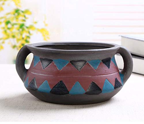 Blumentopf, modern, für drinnen und draußen, handbemalter Steingut-Übertopf, Blumentopf, 10,2 cm hoch, Sukkulenten-Blumentopf, kreativer Pflanzen-Keramik-Blumentopf