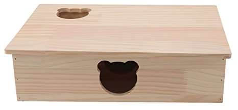 Luqeeg Hamsterhaus aus Holz, 6 Schlafzimmer, Tierversteck, Sehr Nachahmend, Multifunktional Zum Schlafen und Bewegen von Haustieren, mit Abnehmbarem Dach für Hamster, Chinchillas und