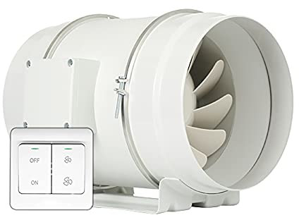 Ventilatore di scarico da 12 pollici Ventilatore per condotto in linea 1298 Infinity Ventilatore per ventola a basso rumore a risparmio energetico per seminterrato Bagno Cucina Officina Casa (Doppio