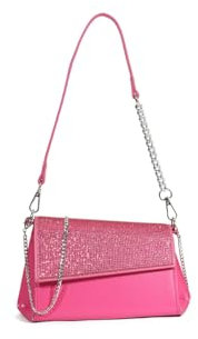 A2ZUKFASHION Pochette da donna in finta pelle con strass, da sera, matrimonio, borsa a tracolla con catena UK, Fucsia