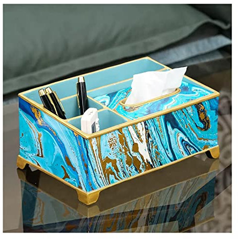 CCKUHN Moderne Taschentuchbox-Abdeckung, Hülle für Papierhandtücher aus Kunstharz, Aufbewahrungsboxen für Fernbedienungsstifte, exquisiter handbemalter Servietten-Organizer, dekoratives G
