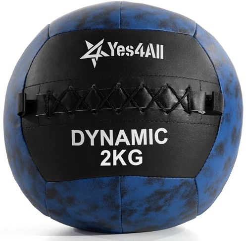 Yes4All OM6G 2 kg Dynamic Wall Ball/Soft Medicine Ball, Wall Med Ball for Full Body Workout and Strength Exercise