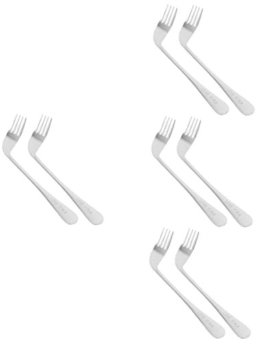 minkissy Tenedor Mayores 8 Piezas Tenedor De Codo De Anciano Tenedor De Ayuda Para Discapacitados Comer Tenedor De Alimentación Tenedor Para Comer En Ángulo Horquilla Deshabilitada Acero Inoxidable