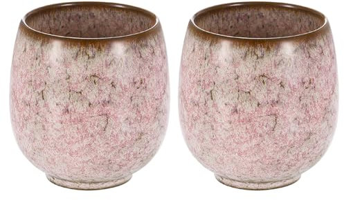 sourcing map Juego de 2 tazas de té de cerámica chinas de 5.6 onzas, tradicional Gong Fu, taza de té japonesa sin asa, taza de café pequeña para mate, té, café, bebidas de vino, rosa claro