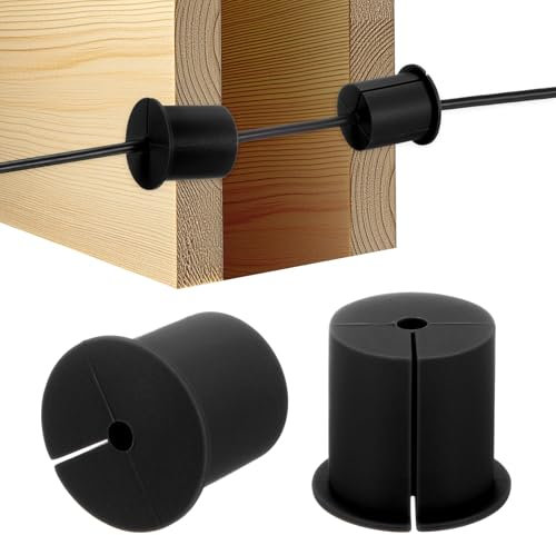 M METERXITY 2-Pz Kit Instradamento Cavi, per Foro a Parete da 1-3/8 Pollici Passacavo Silicone, Passacavo a Parete, Boccola Copertura Foro a Parete per Cavo Ethernet [Lunghezza 38mm, Nero]