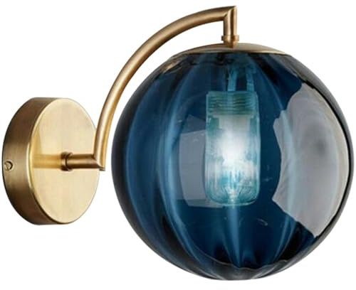 ZJHESXV Applique Murale médiévale, Applique Murale sphérique Moderne en Cristal, Applique Murale Vintage en Verre fumé G9 pour Salle de Bain, Couloir, Grenier, Ferme, Bleu